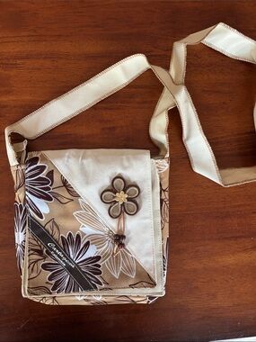 Neutral Floral Crossbody Bag with Flower Accent from Colombia